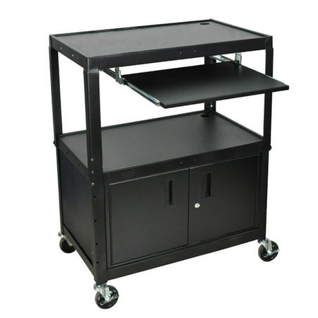 Wide Body Av Cart - Luxor Extra Wide AV Cart with Cabinet and Keyboard Tray