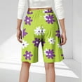thumbnail image 4 of Xysaqa Bermuda Shorts for Women Trendy, Womens Knee Length Lounge Shorts Casual Drawstring High Waist Workout Athletic Shorts Hawaiian Floral Women's Plus Size Shorts 3X 4X 5X Summer Savings, 4 of 6