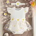 thumbnail image 2 of KPOPLK 2 Piece Baby Girl Outfit Summer Tulle Romper DressBubble Bodysuit and Bow Headband Set 0 3 6 9 12 18 Months(0-3 Months,White), 2 of 6