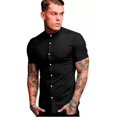 thumbnail image 2 of Camisa Cuello Mao Manga Corta Hombre Vestir Caballero, 2 of 8