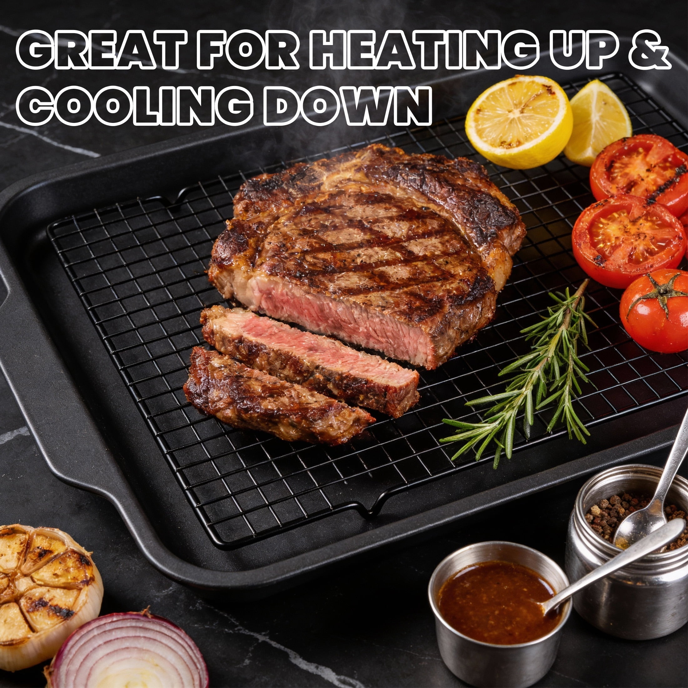 cisilov Cooling Rack for Baking 2-Pack, 10" x 15" Grid Wire Rack, Baking Racks for Oven Cooking, Baking, Grilling, Roasting, Black
