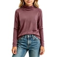 thumbnail image 4 of LUGOGNE Girls Tshirt Turtleneck Long Sleeve Thermal Undershirt Soft Comfortable Fall Winter Basic Tops Red,5-6 Years, 4 of 6