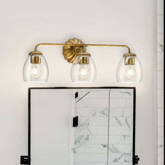 Luxury French Country Bath Light, Small Size: 8.5''H x 6.625''W, with Cottagecore Style Elements, Gold Ombre Finish, UHP5065 from the Darmstadt Collection by Urban Ambiance