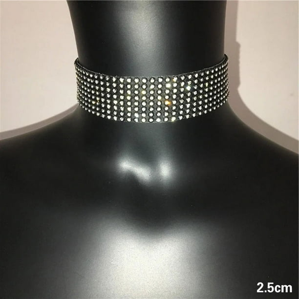 Hyperbolic Bling Diamante Choker Necklace Women Adjustable Patchwork Rhinestone Necklace Night Club Fashion Choker Necklaces