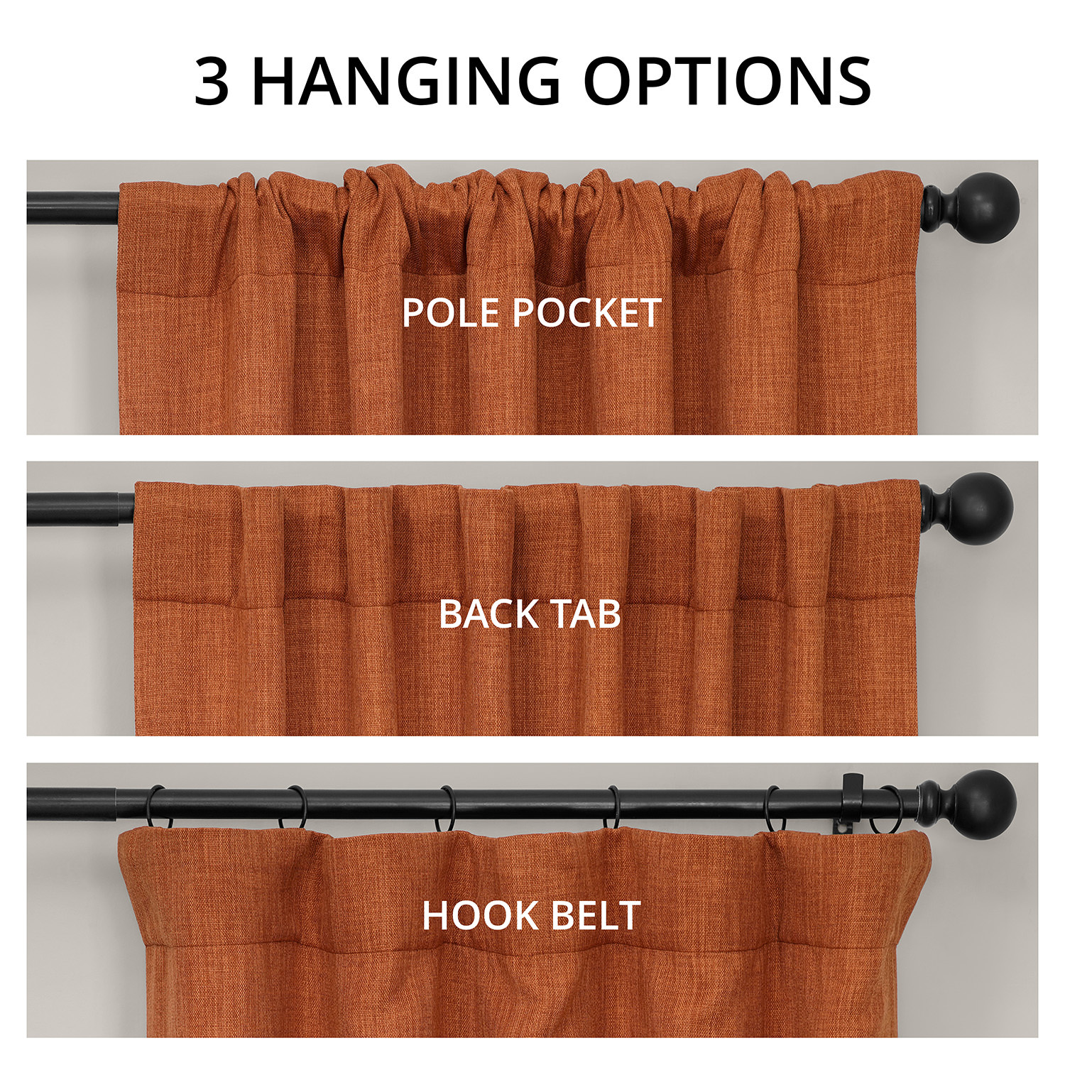 HPD Half Price Drapes Desert Orange Faux Linen Room Darkening Curtains for Bedroom & Living Room Curtains (1 Panel), Door & Window Curtains 96 inches long, Rod Pocket curtains & drapes, 50W X 96L