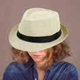 thumbnail image 3 of Sombrero de paja para niños, versátil, para niñas y niños, de verano, ligero, portátil, para playa. Beige, 3 of 9