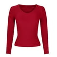 thumbnail image 5 of Womens Knitted Ribbed Fall Sweaters, Long Sleeve Pullover for Women Fashion Slimming Fit Solid Color V Neck Sweater Tops, 5 of 5
