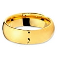 thumbnail image 2 of Tungsten Semicolon Punctuation Mark Symbol Band Ring 7mm Men Women Comfort Fit 18k Yellow Gold Dome Polished, 2 of 4