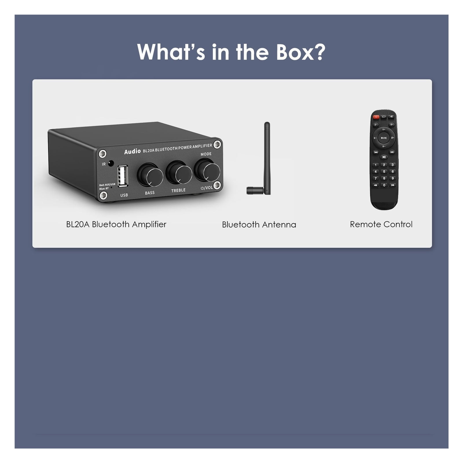 BL20A Bluetooth Sound Power Amplifier 2.1CH 100W Mini HiFi Amp Bass Treble with Remote Control