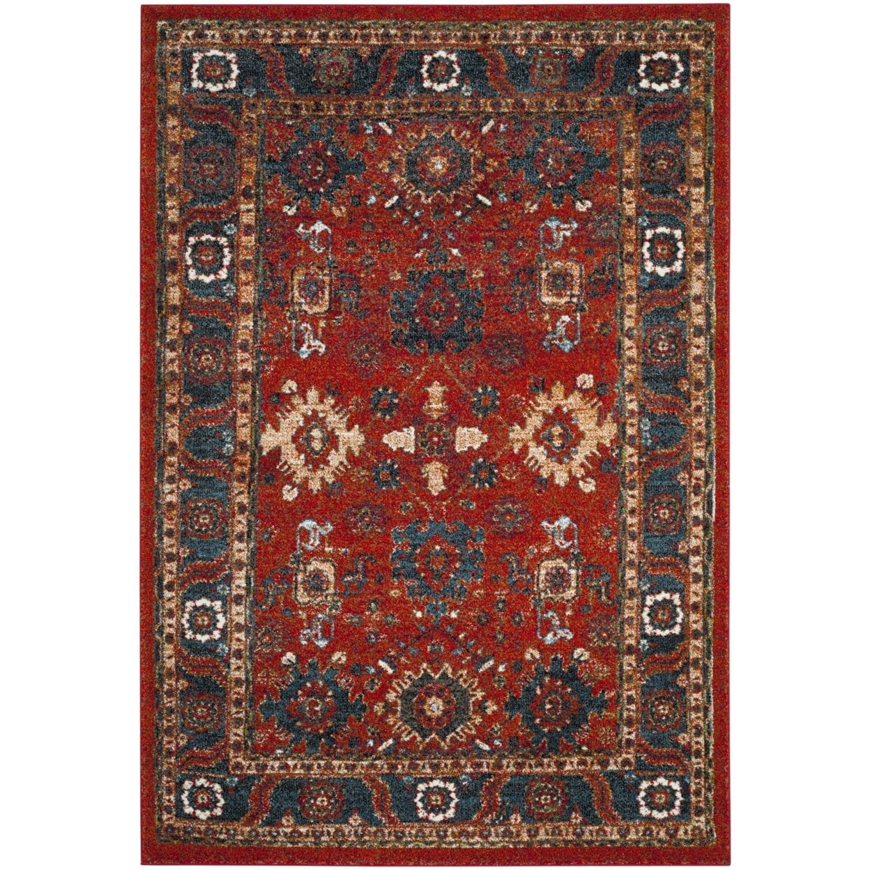SAFAVIEH Vintage Hamadan Pema Traditional Area Rug, Orange/Blue, 5'3" x 7'6"