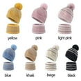 thumbnail image 3 of Windproof Thickened Autumn and Winter Pom Bobble Hat Cap Scarf Set Hat Bib Knit Hats Scarf BEIGE, 3 of 8