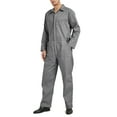 Toptie Men's Long Sleeve Coverall, Gray Coverall Snap and ZipFront