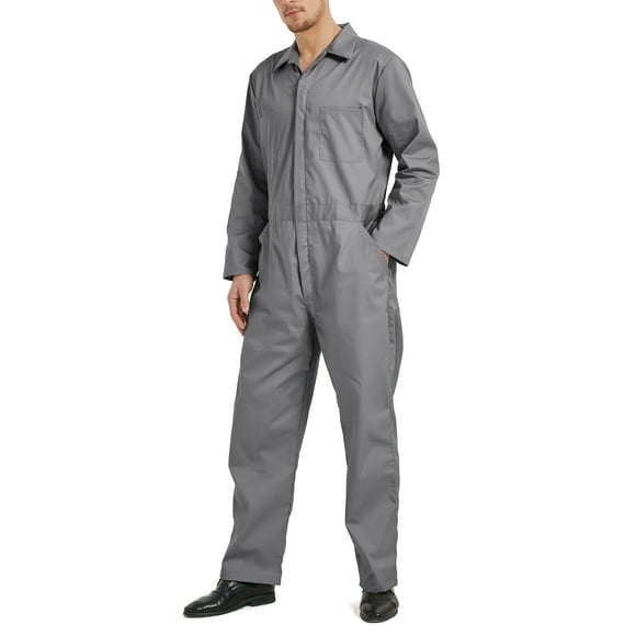 TOPTIE Men Lightweight Work Coveralls, Long Sleeve Zip Front Coveralls with Pockets, Elastic Waist Workwear Jumpsuit