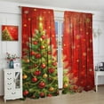 thumbnail image 4 of Merry Christmas Curtains, Colorful Xmas Balls Xmas Tree Snowflake Pattern for Room Window Decor, Rod Pocket Blackout Drapes for Living Room Bedroom Kitchen 2 Panel Set 42" W X 84" L, 4 of 7