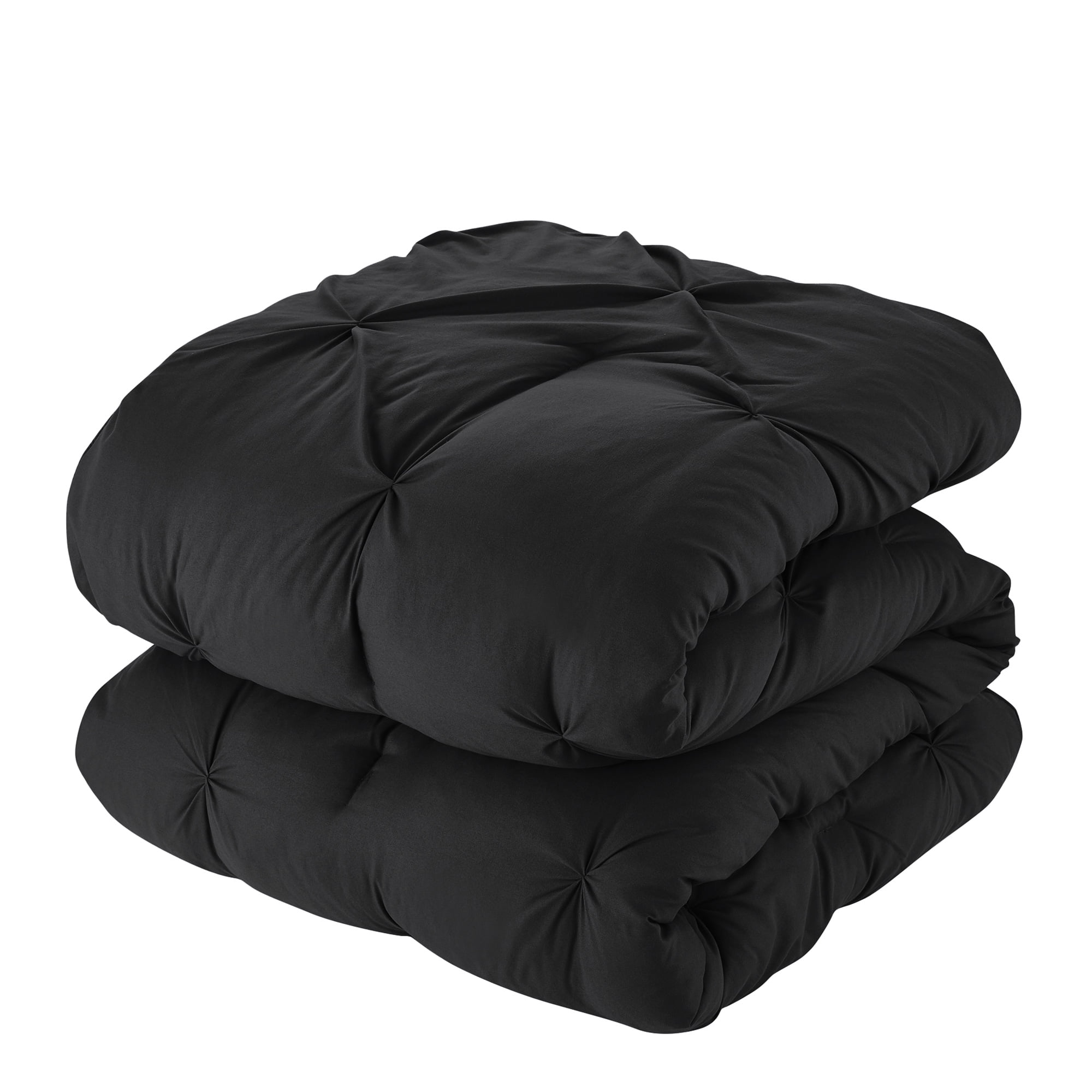 8 Piece Bed In A Bag Pintuck Comforter Sheet Bed Skirt Sham Set King Black