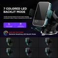 thumbnail image 2 of Wireless Car Charger,【7 Colored LED Backlit】NEI 15W Auto Clamping Phone Mount Holder fit for iPhone 15 14 13 12 Mini Pro Max 11 XR XS X, Samsung Galaxy S23 Ultra S22 S21+ S10+ Note 20, etc - Green, 2 of 18