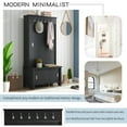 thumbnail image 3 of Yesurprise Hall Tree with Sliding Doors Wooden Shoe Cabinet with Storage Bench Adjustable Shelves Modern Coat Rack with Hooks for Entryway Hallway Living Room, 3 of 8