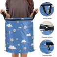 thumbnail image 3 of 50L Extra Large Popup Hamper Collapsible Laundry Basket With Zippered Lid 15.7x18.5in Daisies Clouds, 3 of 7