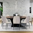 thumbnail image 3 of Dining Chairs Set of 2, Side Chairs, Faux Leather Modern Style Kitchen Chairs with Stable Steel Legs (Beige), 3 of 7