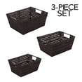thumbnail image 4 of Simplify 3 Pack Multi Sized Set Rattan Storage Basket Tote in Chocolate Brown, 4 of 8