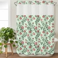 thumbnail image 3 of Spring Roses Botanical No Hook Shower Curtain Waterproof, Bathroom Curtains with Snap in Liners and See Through Top Window, Farmhouse Floral Green Hotel Style Bathtub Curtains Shower 48"Wx72"L, 3 of 8