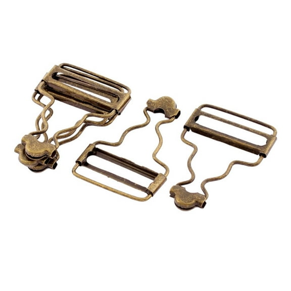 5Pcs Metal Dungaree Fasteners Clip Suspender Buckles 2" x 1.4" Bronze Tone