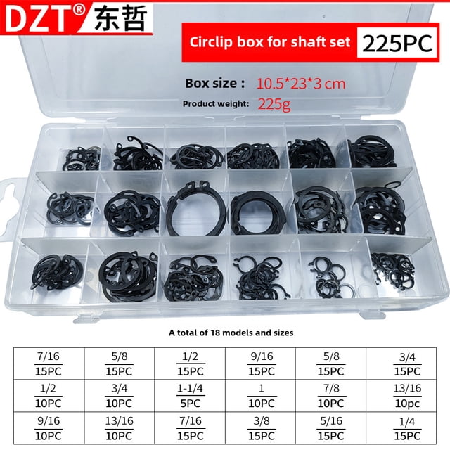 New Export 300-Piece Blackened Shaft Retaining Rings Set, C-Type Carbon Steel Snap Rings for Shafts – Easy to Install, Compact Design, High-Quality & Versatile for Efficient Performance (7077 Series,