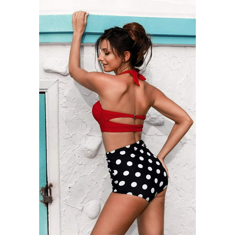 Angerella Women Vintage Polka Dot High Waisted Bathing Suits Bikini Set Walmart