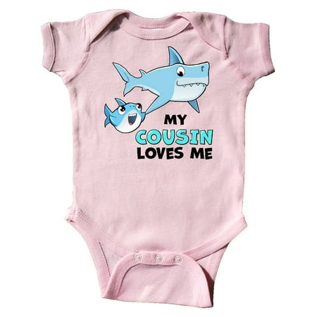 

Inktastic My Cousin Loves Me with Cute Sharks Gift Baby Boy or Baby Girl Bodysuit
