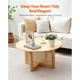 thumbnail image 2 of VEVOR Rattan Coffee Table Round Wood Coffee Table Single Tier for Living Room, 2 of 9