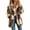 Leopard Print, variant on Women's Lapel Plaid Fleece Jacket Fall Winter Single Button Loose Warm Sherpa Lined Coat with Pockets Red L
