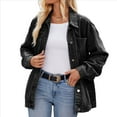 thumbnail image 2 of Chaqueta Vaquera de Larga con Botones y Bolsillos para Mujer Negro y Gris L, 2 of 9