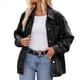 thumbnail image 2 of Chaqueta Vaquera de Larga con Botones y Bolsillos para Mujer Negro y Gris XL, 2 of 9