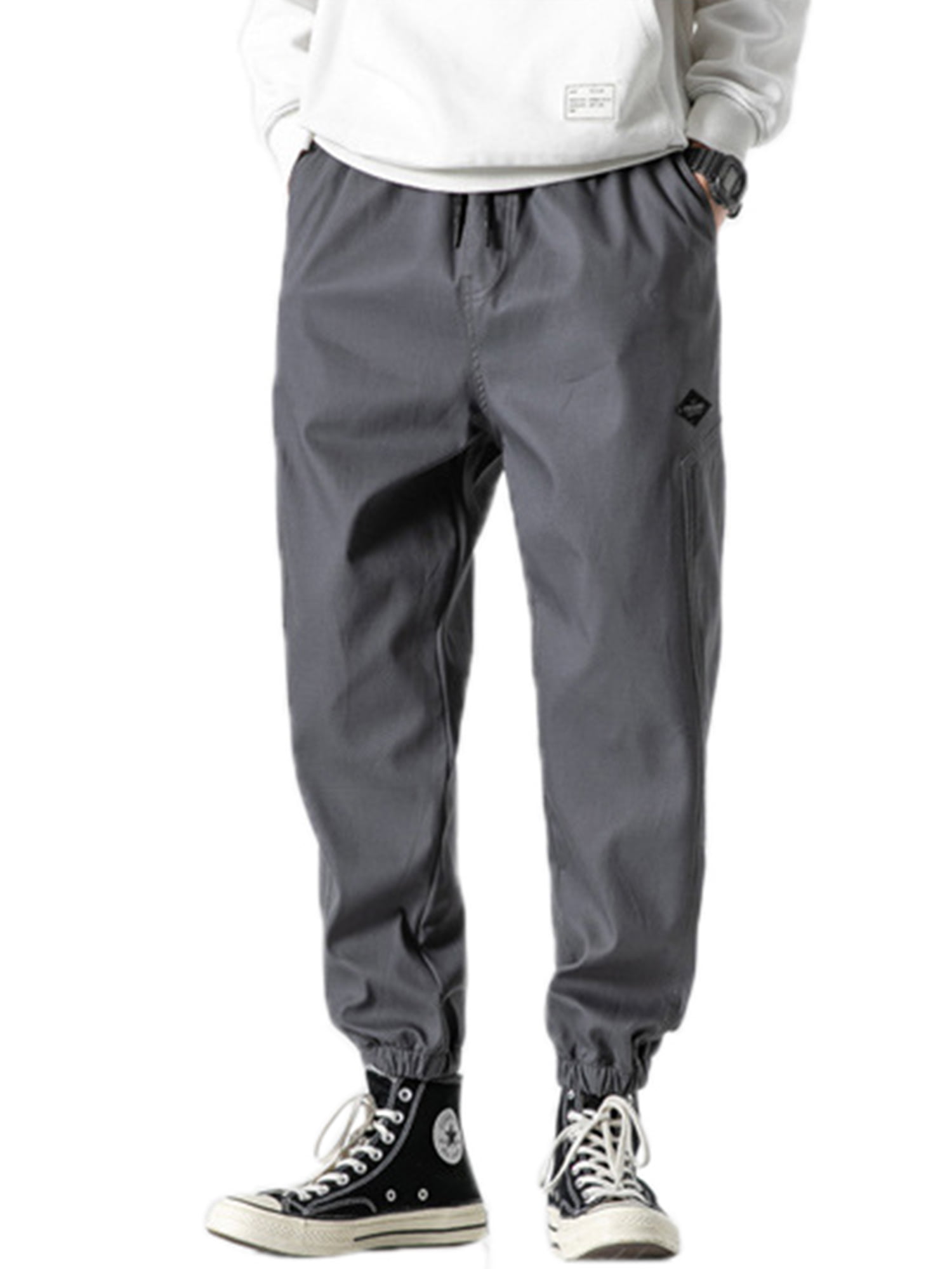 Photno Mens Pants Casual Loose Joggers Dancing Sweatpants Expandable Waist Exercise Trousers with Pockets 