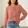 thumbnail image 1 of hoksml Women's Bow Neck Chiffon Blouse Puff Long Sleeve Elegant Loose Shirt for Office Business Daily Flowy, 1 of 4