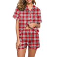thumbnail image 2 of Dzrciro Pajamas for Women Set, Short Sleeve V Neck Button Down Tops with Pockets and Elastic High Waist Pants with Various Prints, Comfy Lightweight Everyday Sleepwear S-3XL, 2 of 8