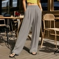 thumbnail image 2 of Women's Casual Pants High Waisted Wide Leg Trousers Straight Pants With Crinkle Design For Daily Wear Outdoor Sports Home Comfort, 2 of 4