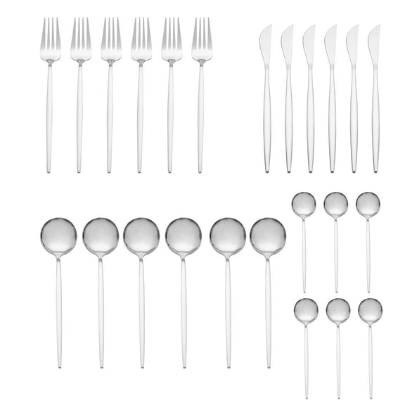 KitchenTrend Meraki 24 Piece Stainless Steel Flatware Set Service for 6 Silver