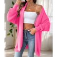 thumbnail image 6 of Women Fall Winter Long Sleeve Cardigan Open Front Solid Color Block Fashion Loose Knit Sweater Rose Size, 6 of 10