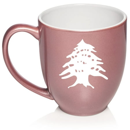 

Cedar Tree Lebanon Lebanese Ceramic Coffee Mug Tea Cup Gift for Her Him Women Men Sister Brother Friend Mom Dad Grandma Grandpa Daughter Son Birthday Hiking Nature (16oz Rose Gold)