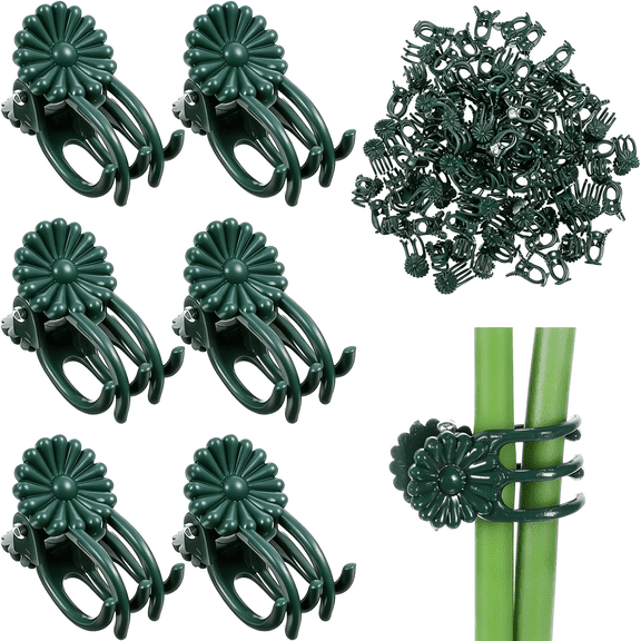 LQSEO 50Pcs Plant Clips Orchid Clips Plant Orchid Support Clip Garden Clip for Climbing Flower and Vine Helps Growth for Indoor Outdoor Flowers Rose Amaryllis Grape and Vine Vegetables Dark Green