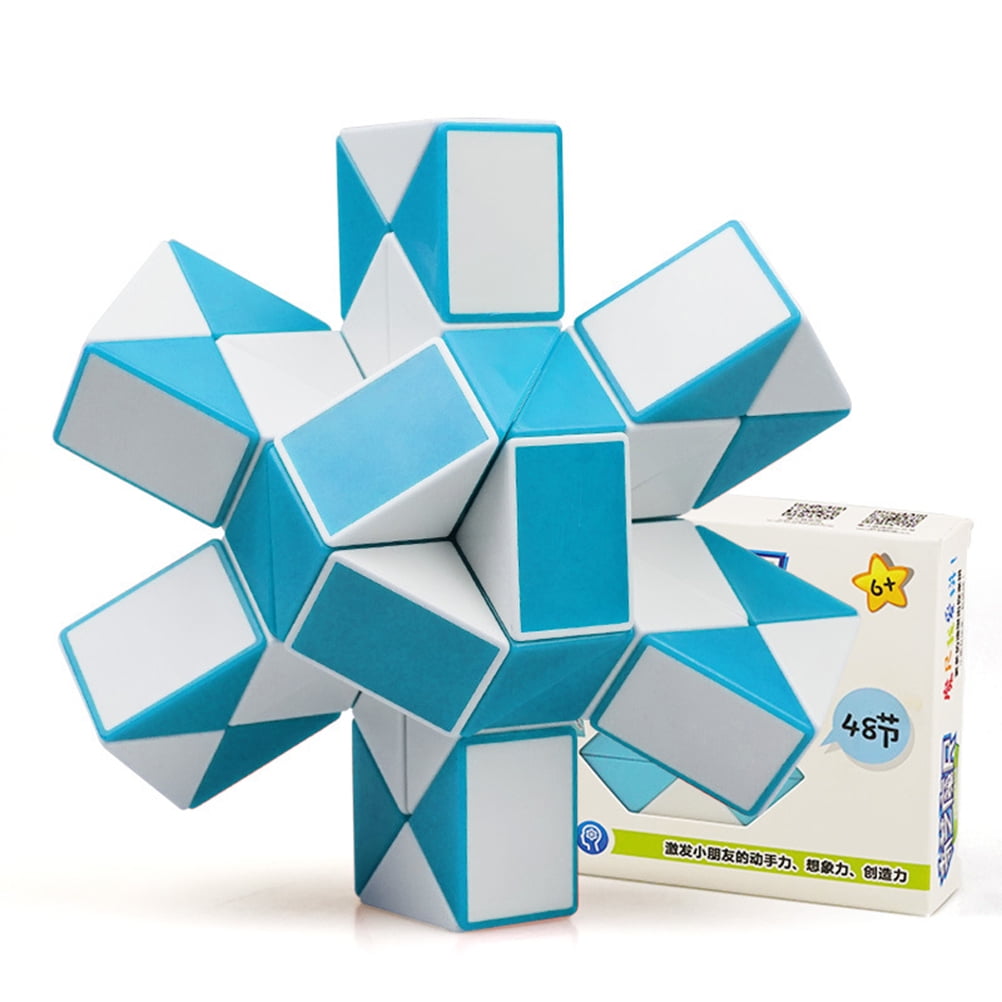 Qiyi Magic Snake 24 Blocks Magic Brain Teaser 3D Puzzle Twist Toys Blue/White 