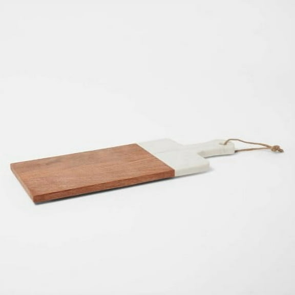 20" x 8" Marble and Wood Serving Board