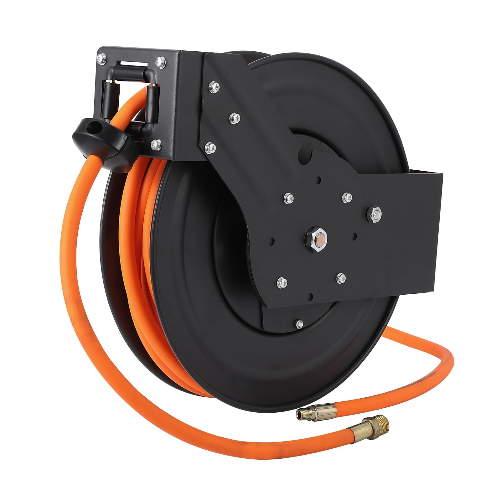 Wisykoke Retractable Air Hose Reel with Strong Hybrid Hose, 1/2 in x 50 ft Hybrid Air Hose, Auto Rewind Air Hose Reel