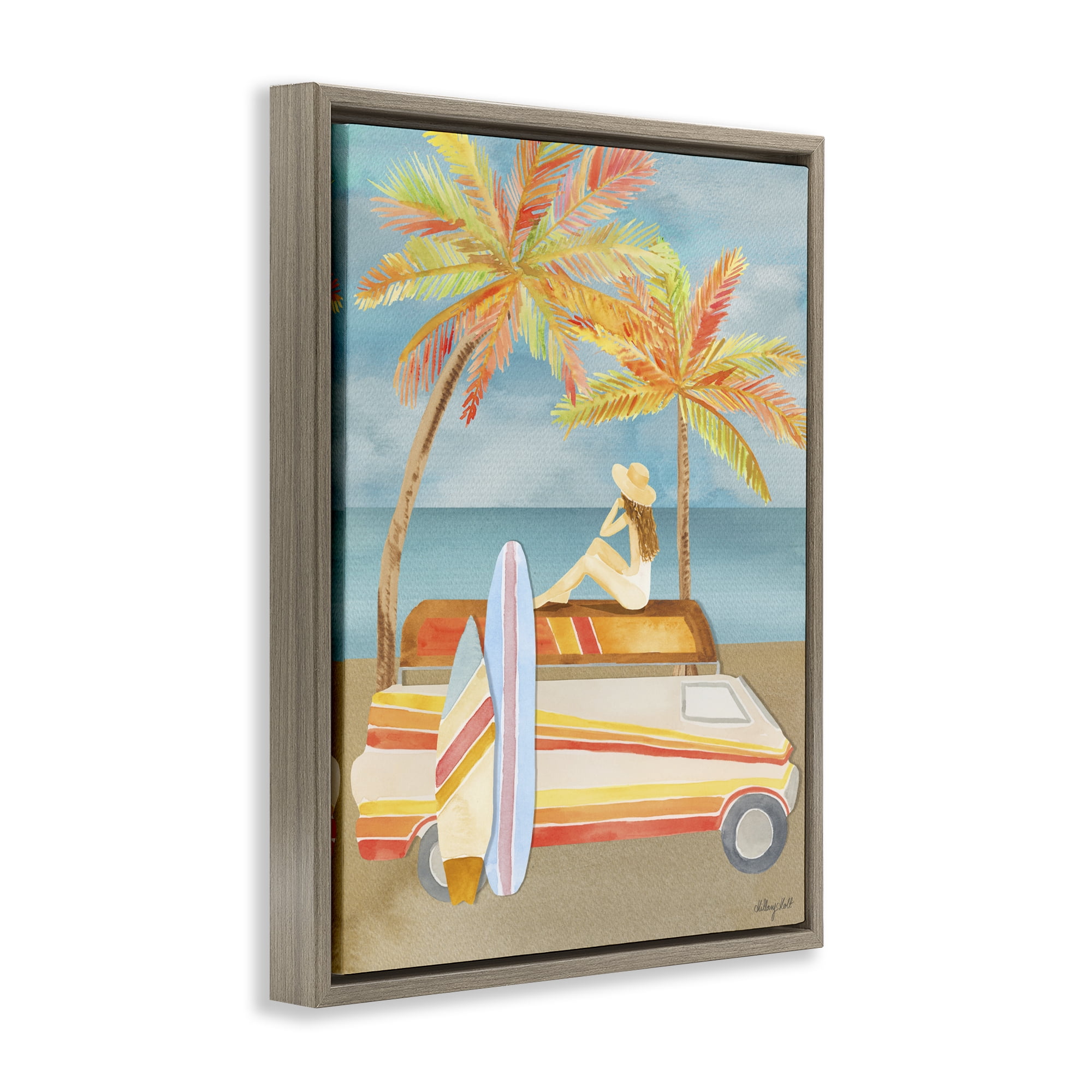 Stupell Industries California Road Trip Brown Framed Floater Canvas Wall Art, design by Hillary Holt