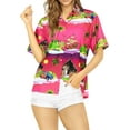 thumbnail image 6 of HAPPY BAY Button Down Shirt for Women Casual Beach Party Shirt Summer Blouse Short Sleeve Button up Dress Hawaiian Shirts Blouses XXL Holiday Tribal, Autumn Pink, 6 of 6