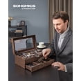 thumbnail image 2 of SONGMICS Watch Box, Watch Case with Glass Lid, 2-Tier Watch Display Case for 12 Watches, Lockable, 1 Drawer, for Rings, Bracelets, Gift Idea, Brown Synthetic Leather, Brown Lining JWB012K01, 2 of 9