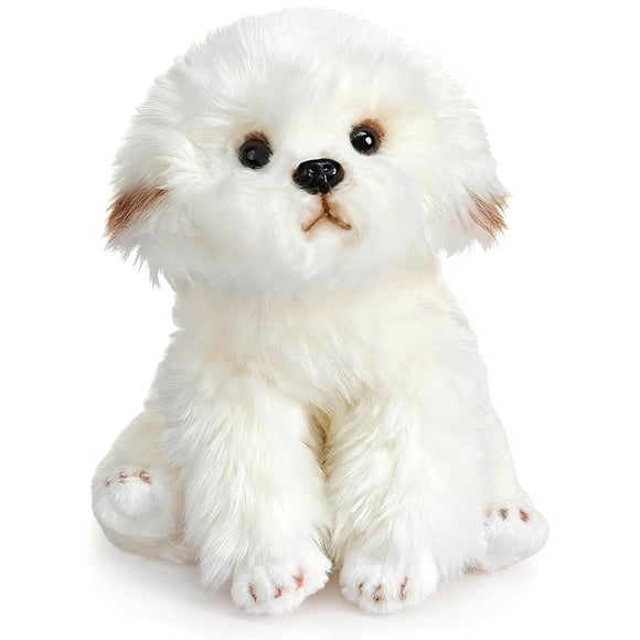 HollyHOME Maltese Stuffed Animal Realistic Maltese Dog Plush Toy Pet Fluffy Stuffed Puppy Dog Toys Gift for Kids 8 inches