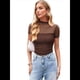 thumbnail image 3 of Camisetas de Corta con Cuello Alto para Mujer, de Transparente y Fruncida, para Salir A . Café XXL, 3 of 8