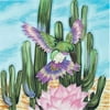 En Vogue B-191 Humming Bird and Cactus - Decorative Ceramic Art Tile - 8 in. x 8 in.